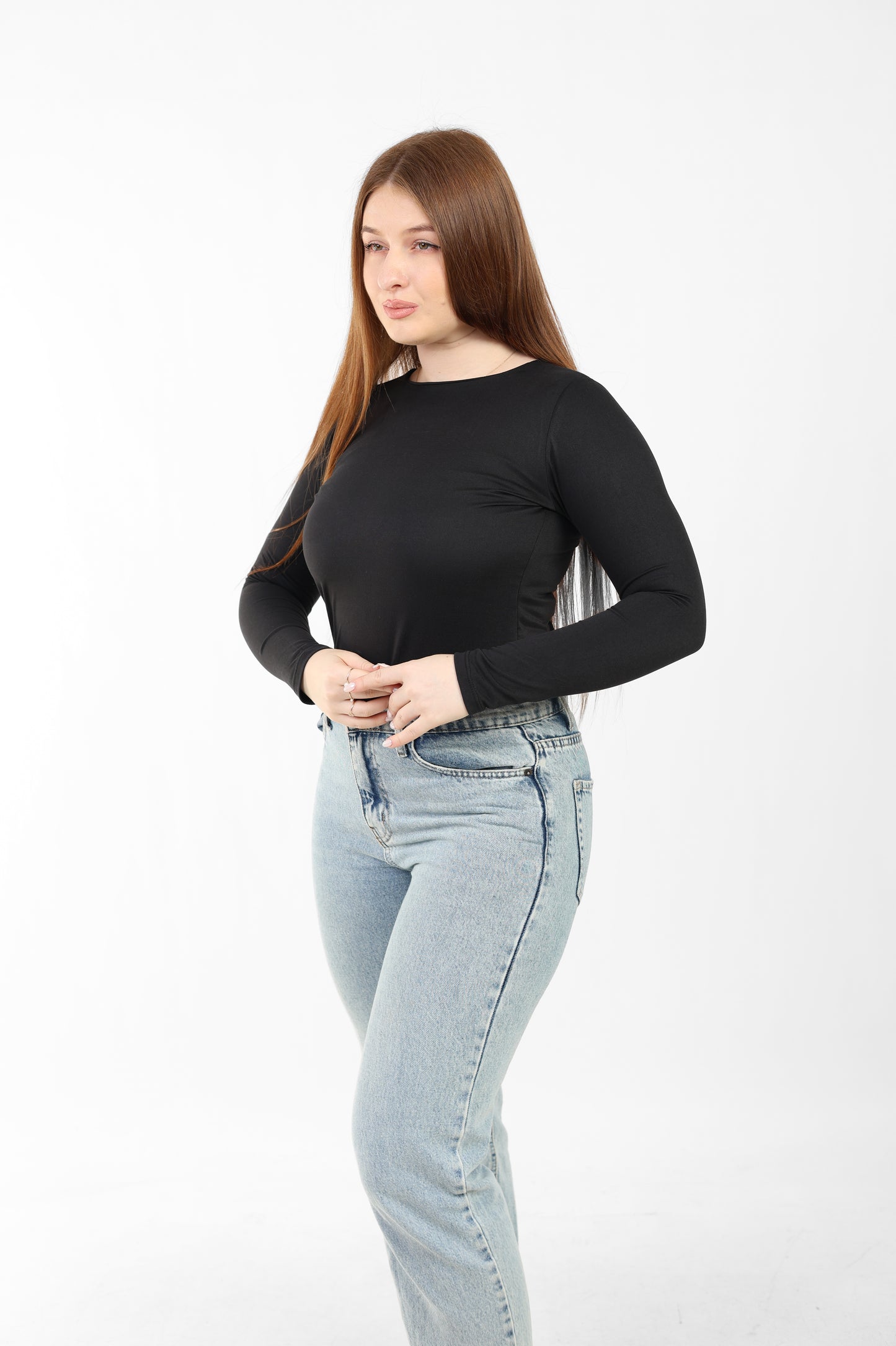 Round Neck Seamless Long Sleeve Top