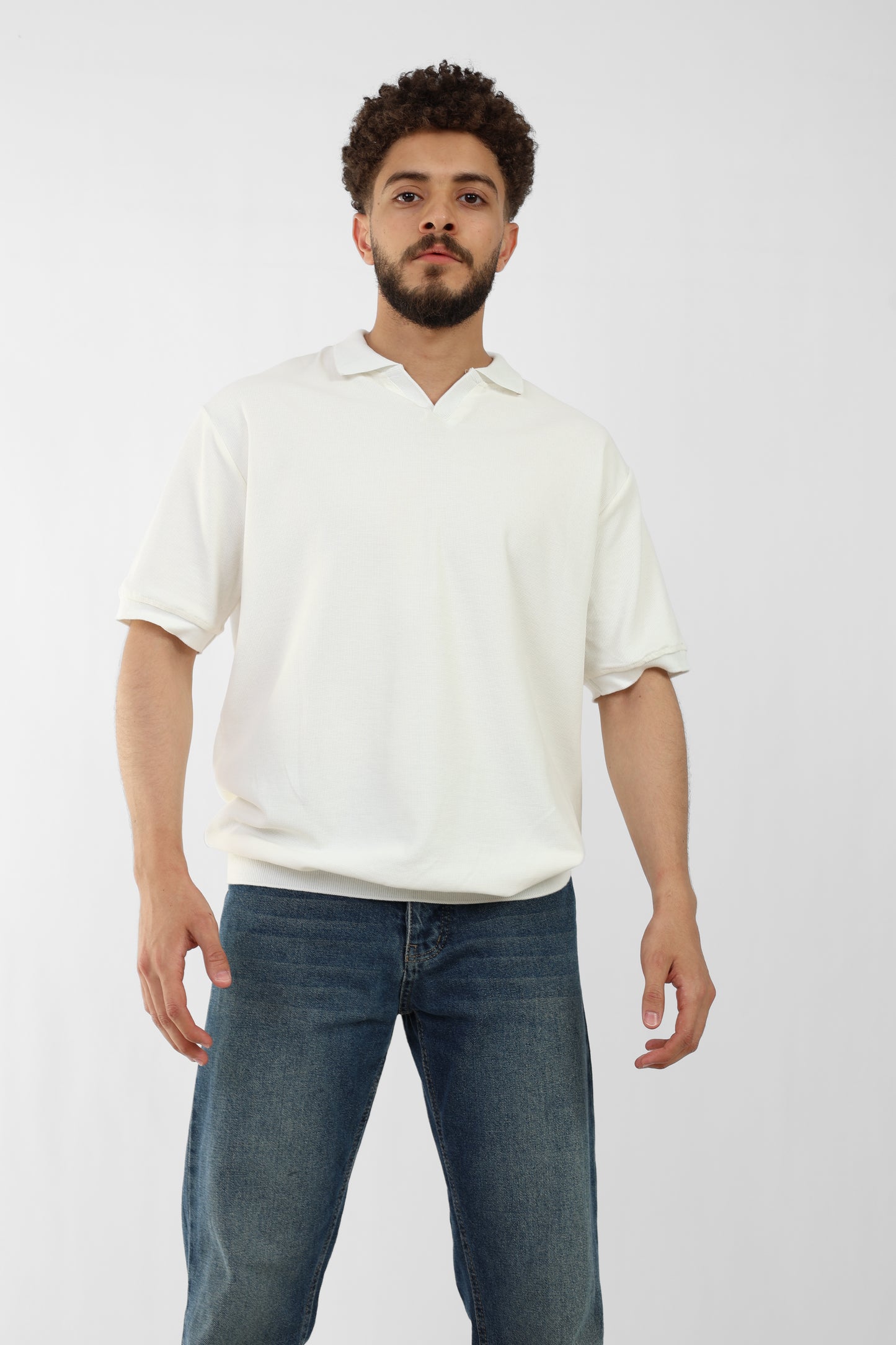Off White Knit Polo Shirt