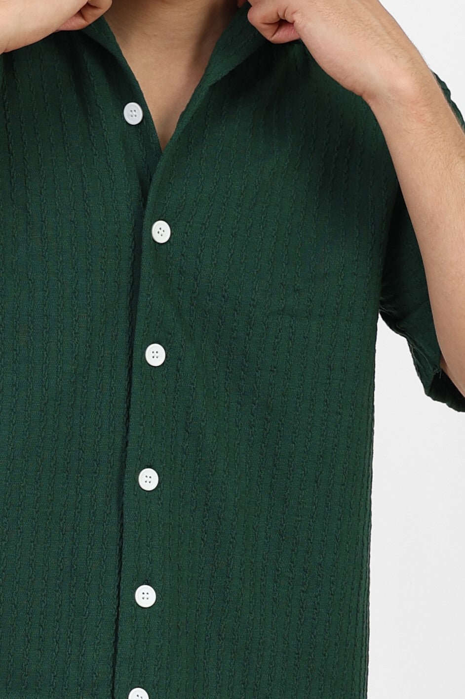 Green Textured Shirt