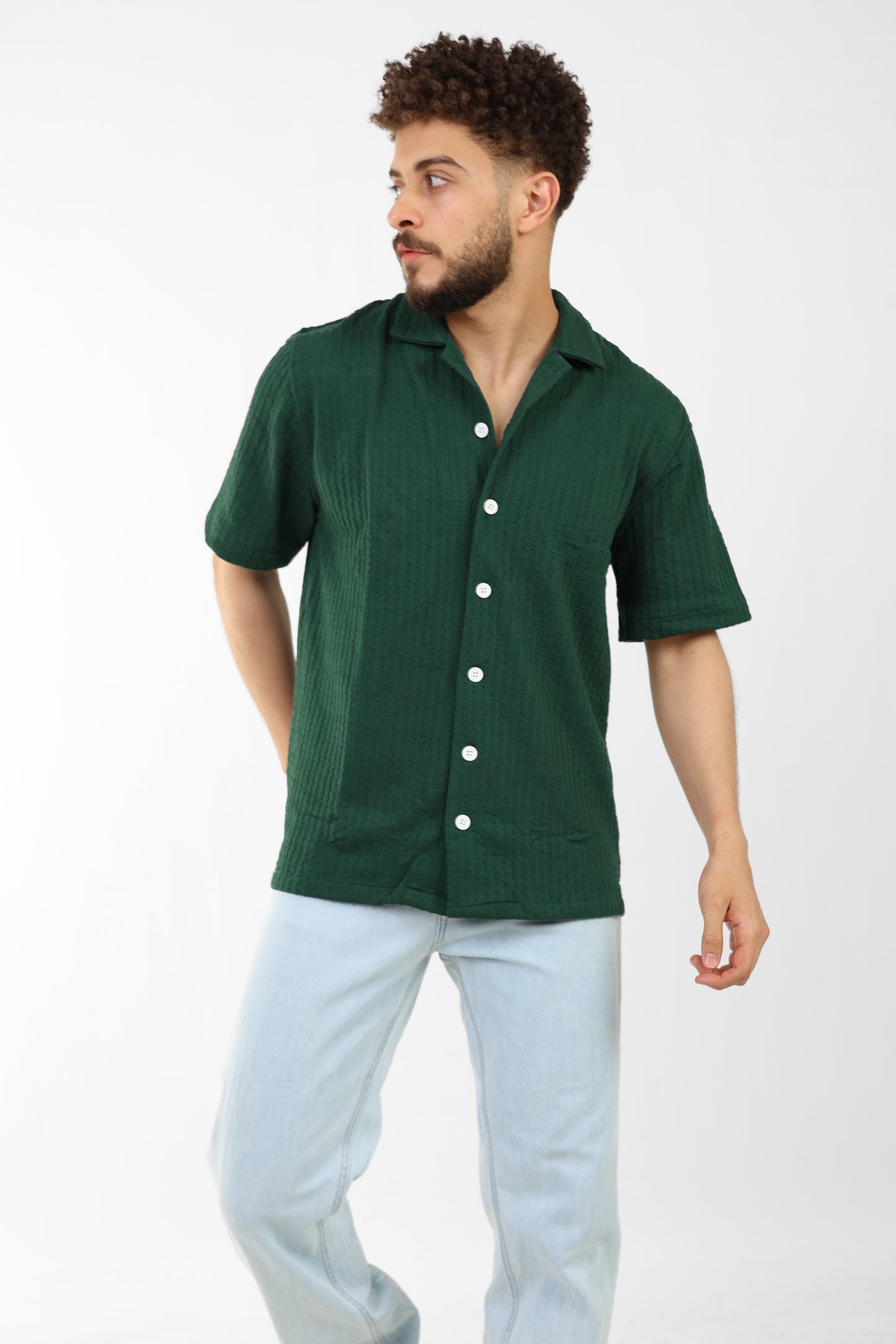 Green Textured Shirt