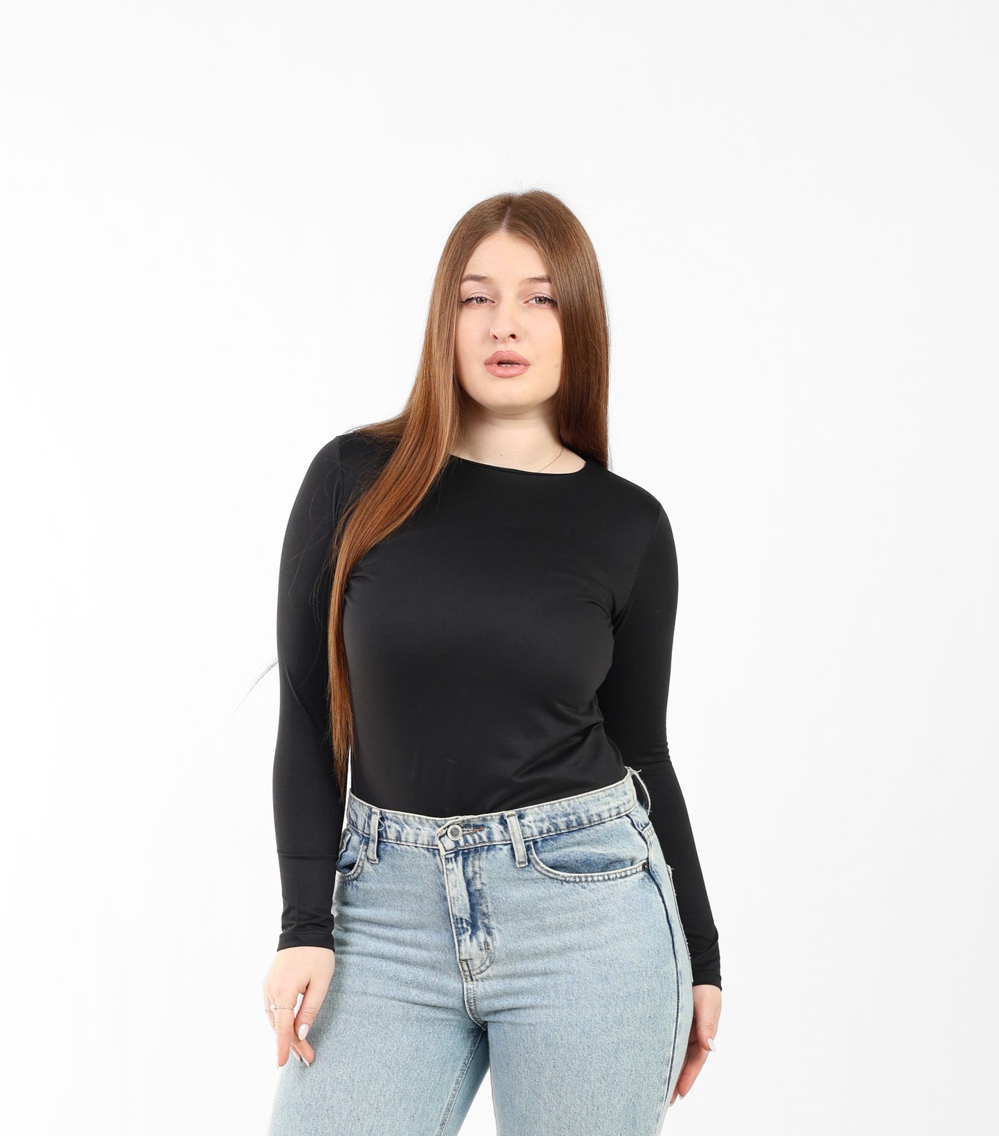 Round Neck Seamless Long Sleeve Top