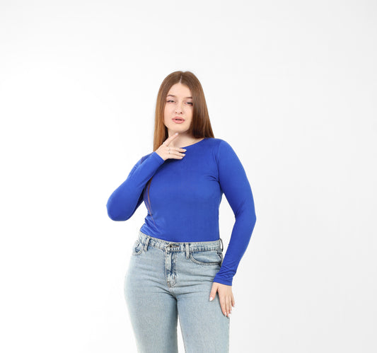 Round Neck Seamless Long Sleeve Top