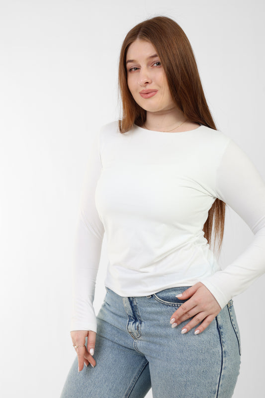 Round Neck Seamless Long Sleeve Top