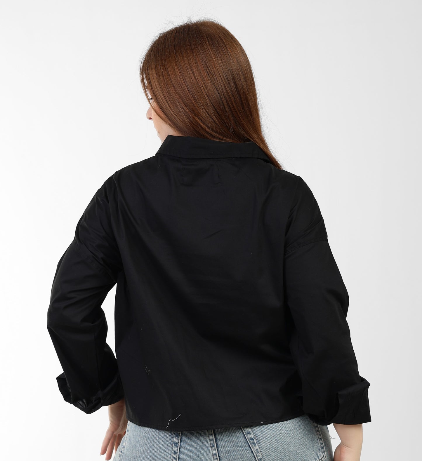 Black Button-up Shirt with front Pocket