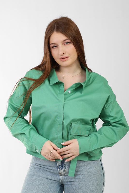 Mint Button-up Shirt with front Pocket